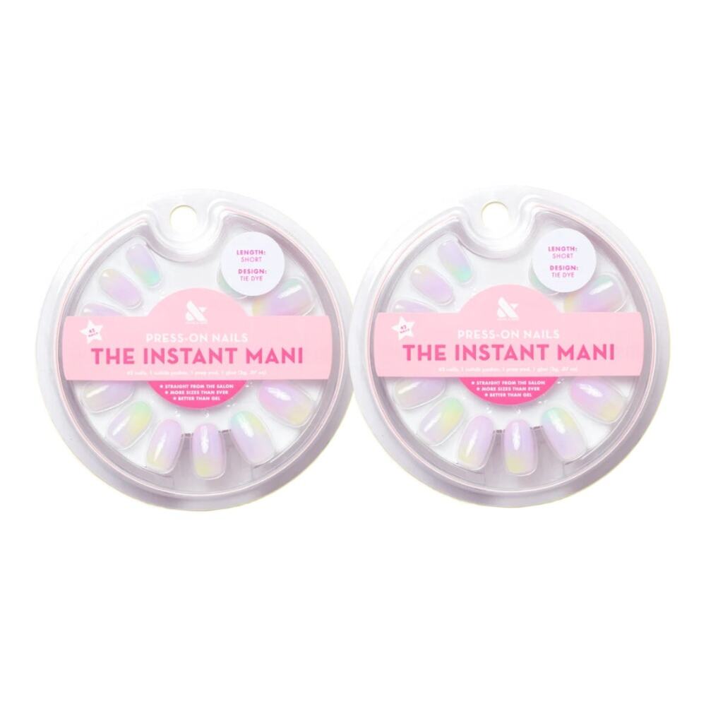 2 Pack Olive & June Instant Mani Press-On Fake Nails Tie Dye SHORT